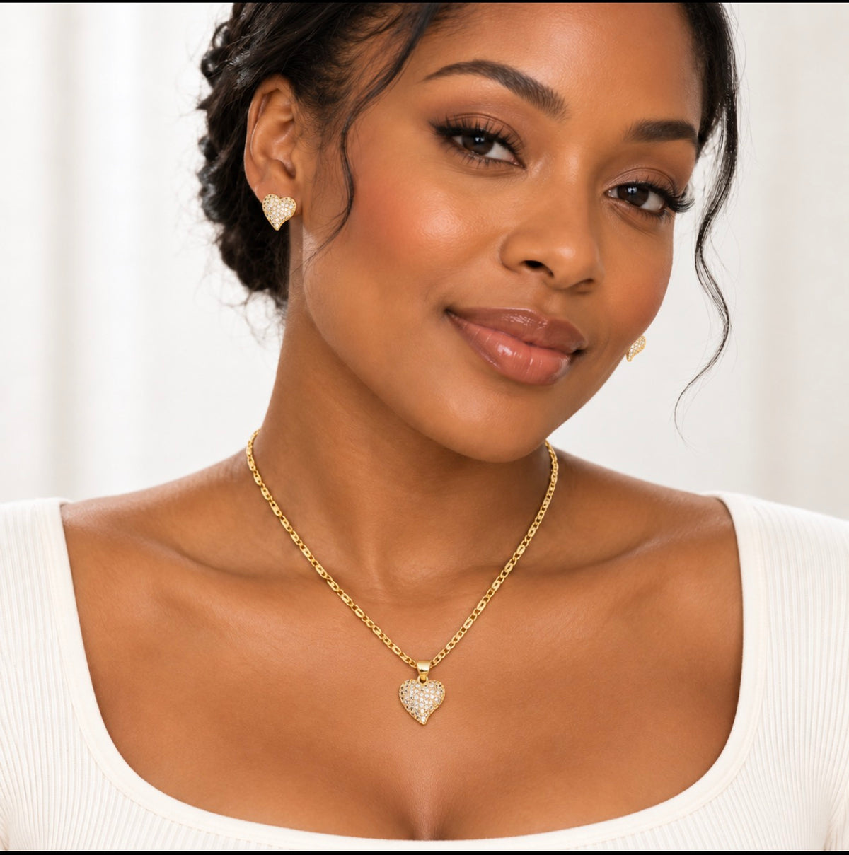 Sweetheart Sparkle Necklace & Earring Set